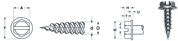 Hex Washer Slotted Self Piercing Screws