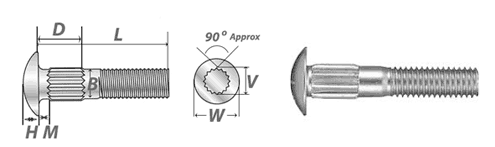 Stainless steel carriage bolt Dimensions