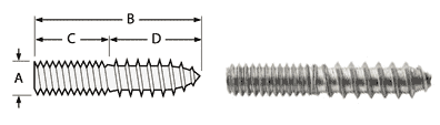 Stainless Steel Hanger Bolts Dimensions