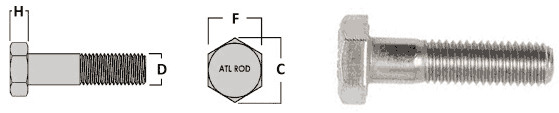 Stainless steel Hex Bolt Dimensions