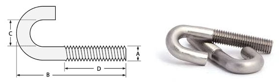 Stainless Steel J Bolts Dimensions