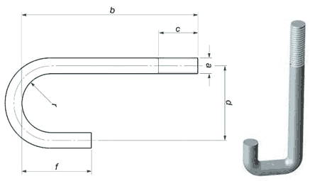 Stainless Steel J Bolts Dimensions